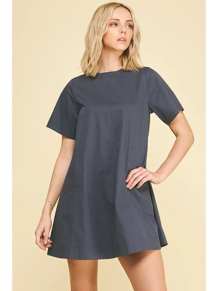 Tunic Mini Dress with Tucked Detail At Back