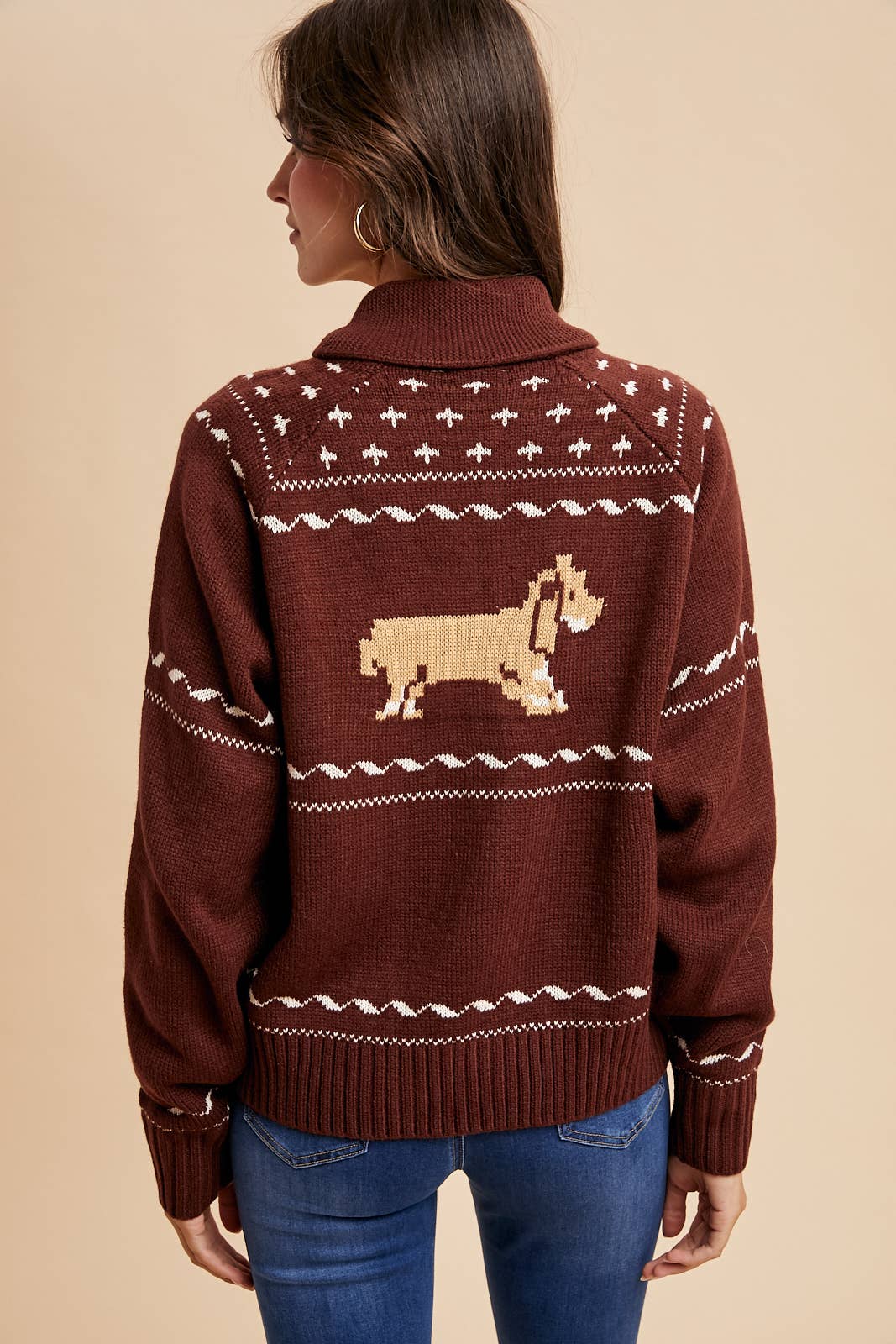 DACHSHUND ZIP UP CARDIGAN