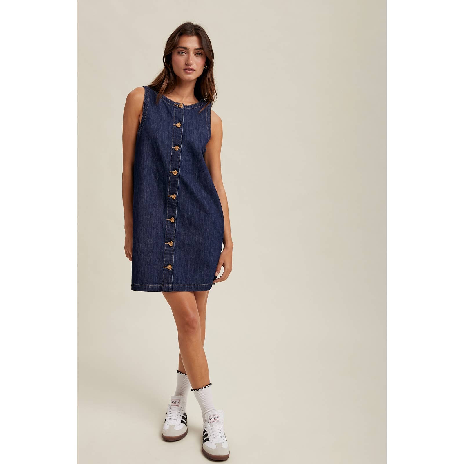 DENIM BUTTON-UP MINI DRESS / WL25-11576
