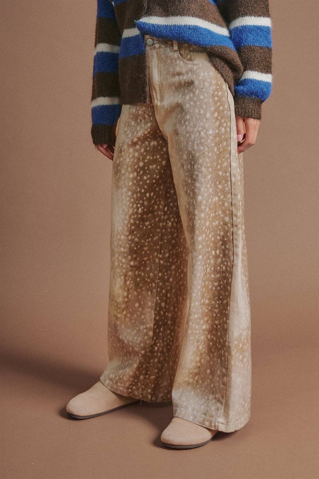 Deer Spot Wide Leg Twill Pants