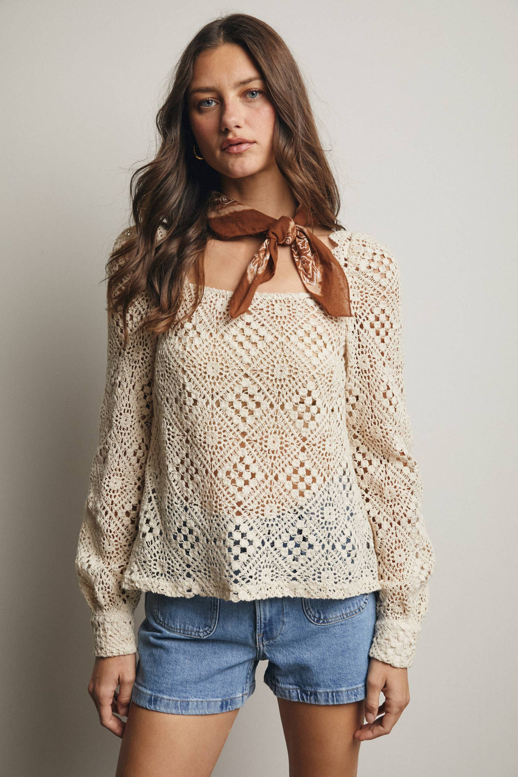 Crochet Square Neck Top