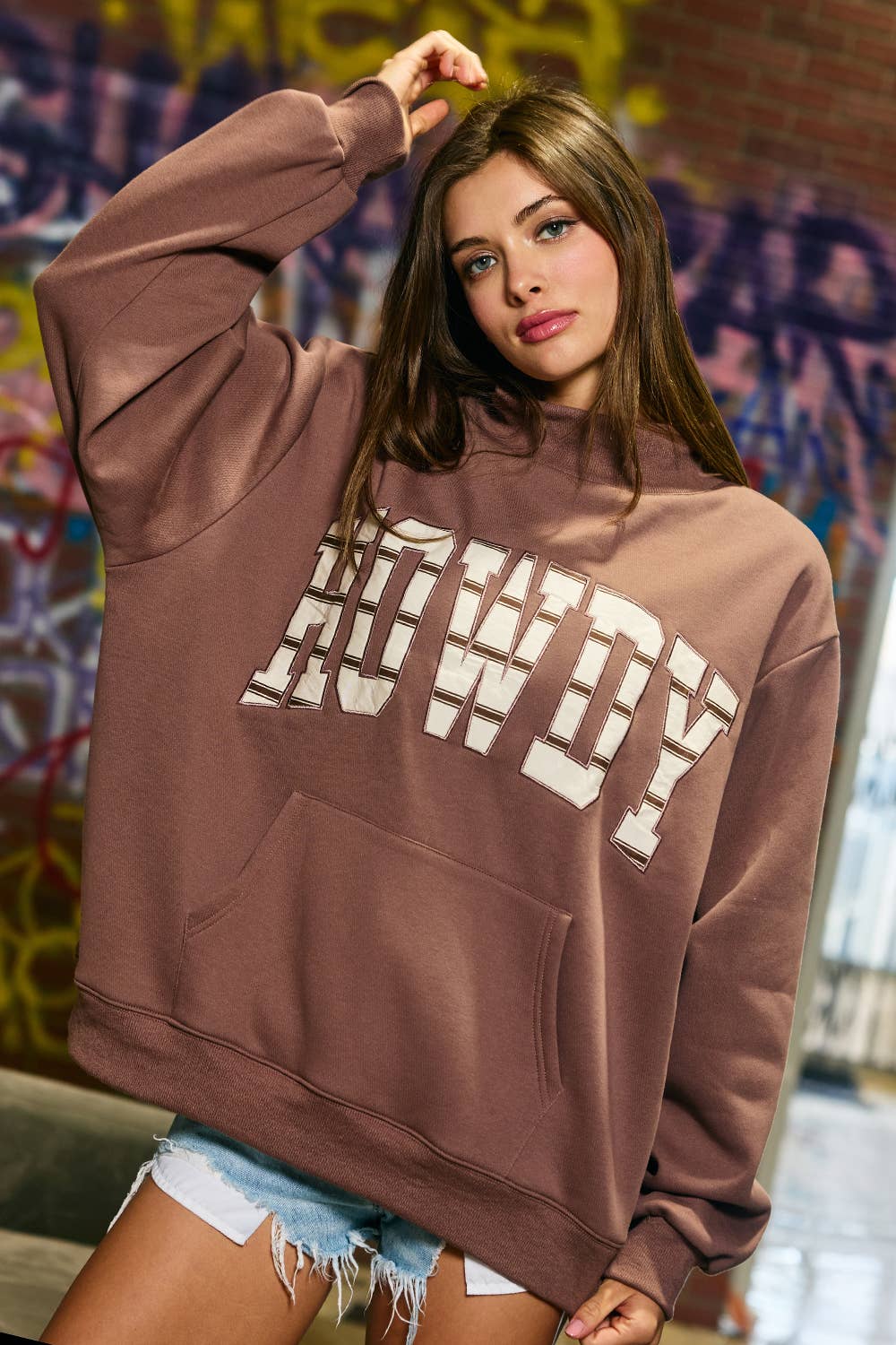 'Howdy' Mock-Neck Sweatshirt