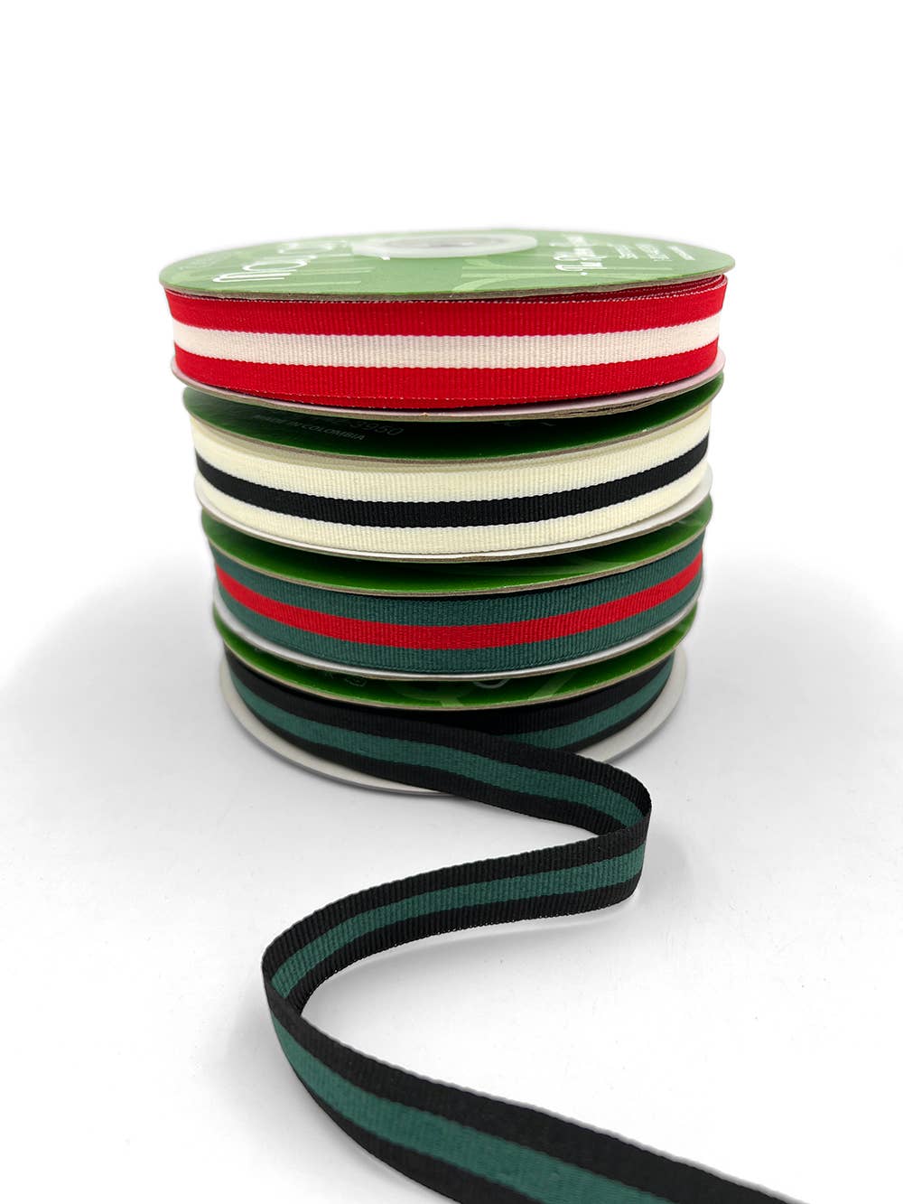 5/8" Ivory & Black Woven Modern Stripe Grosgrain Ribbon