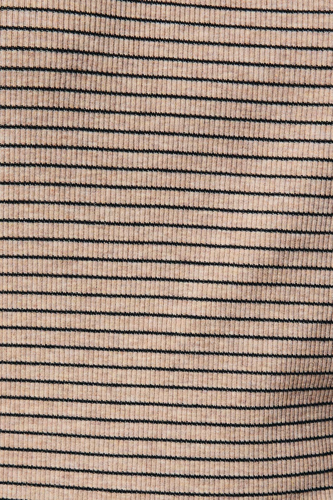 MOCK NECK RAGLAN LONG SLEEVE STRIPE KNIT TOP