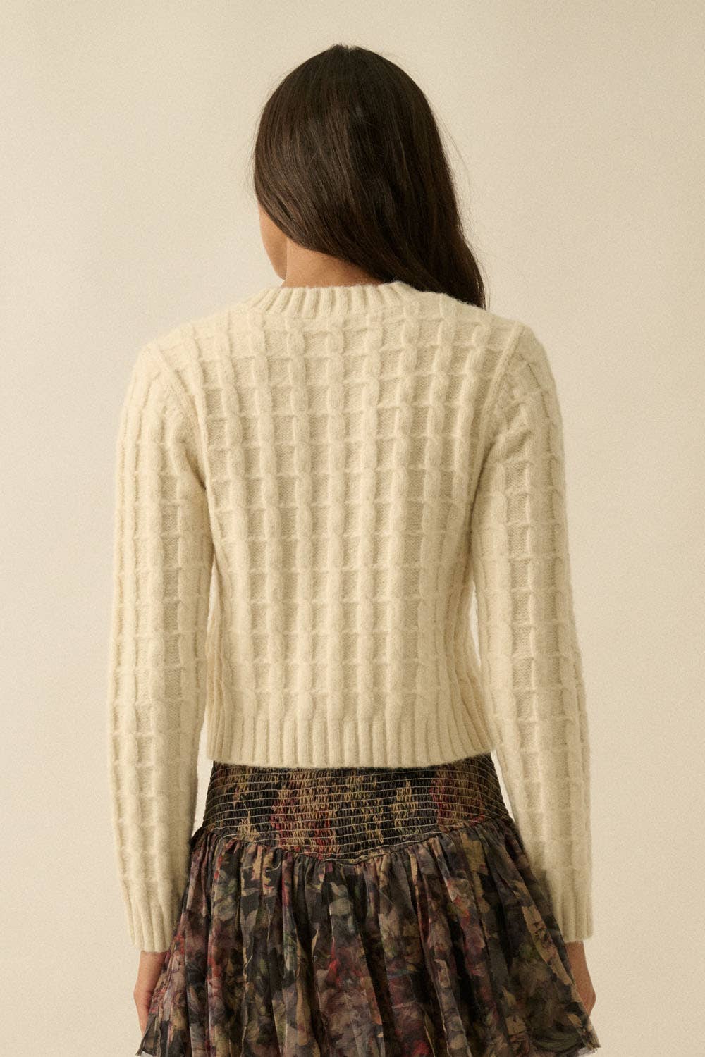 Cable Knit Button-Up Cardigan Sweater