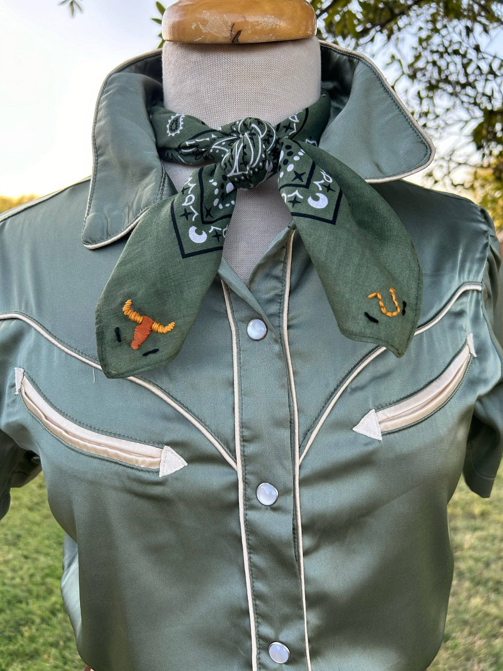 Embroidered Round Up Bandana