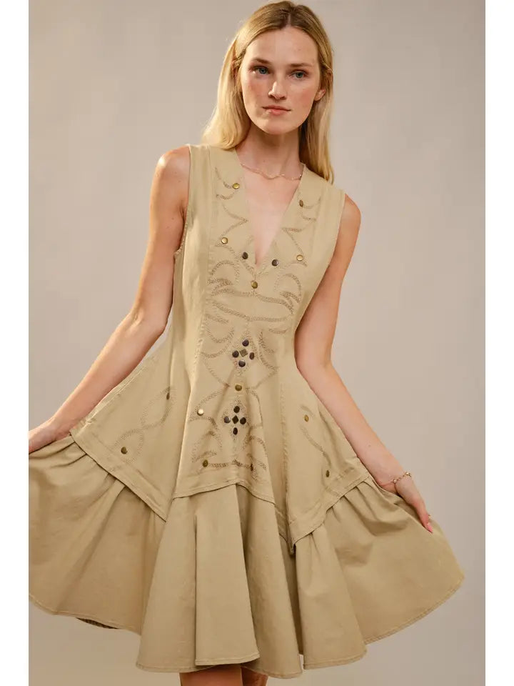 Western Stitch Sleeveless Flare Denim Dress