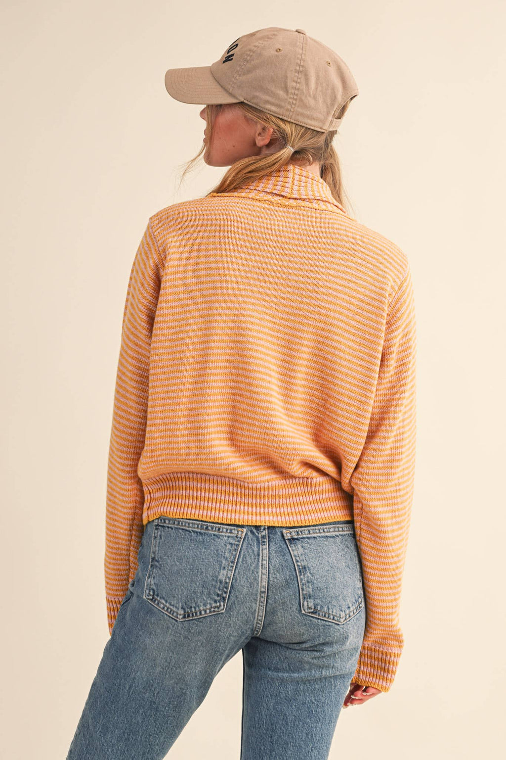 STRIPED TYING NECK SWEATER CARDIGAN MSW11125