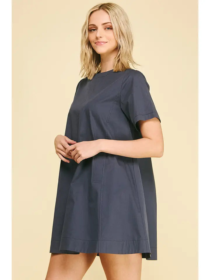 Tunic Mini Dress with Tucked Detail At Back