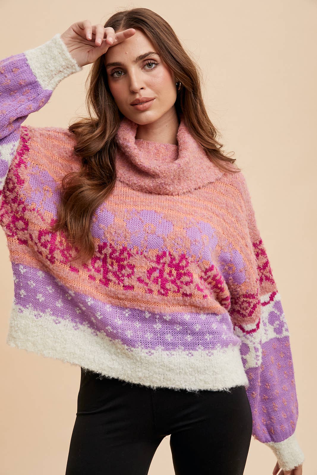 MULTI COLORED KNITTED TURTLENECK