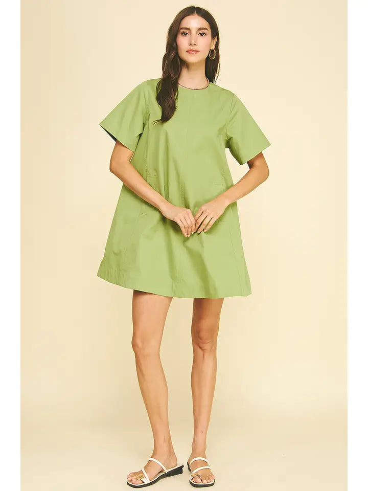 Tunic Mini Dress with Tucked Detail At Back