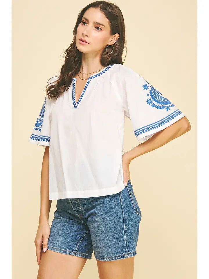 Bohemian Embroidered Blouse Top