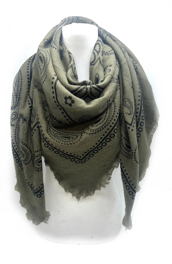 Oversized Bandana Print Square Scarf