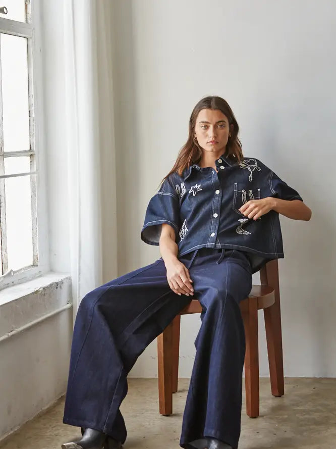 Dalston Embroidered Denim Shirt