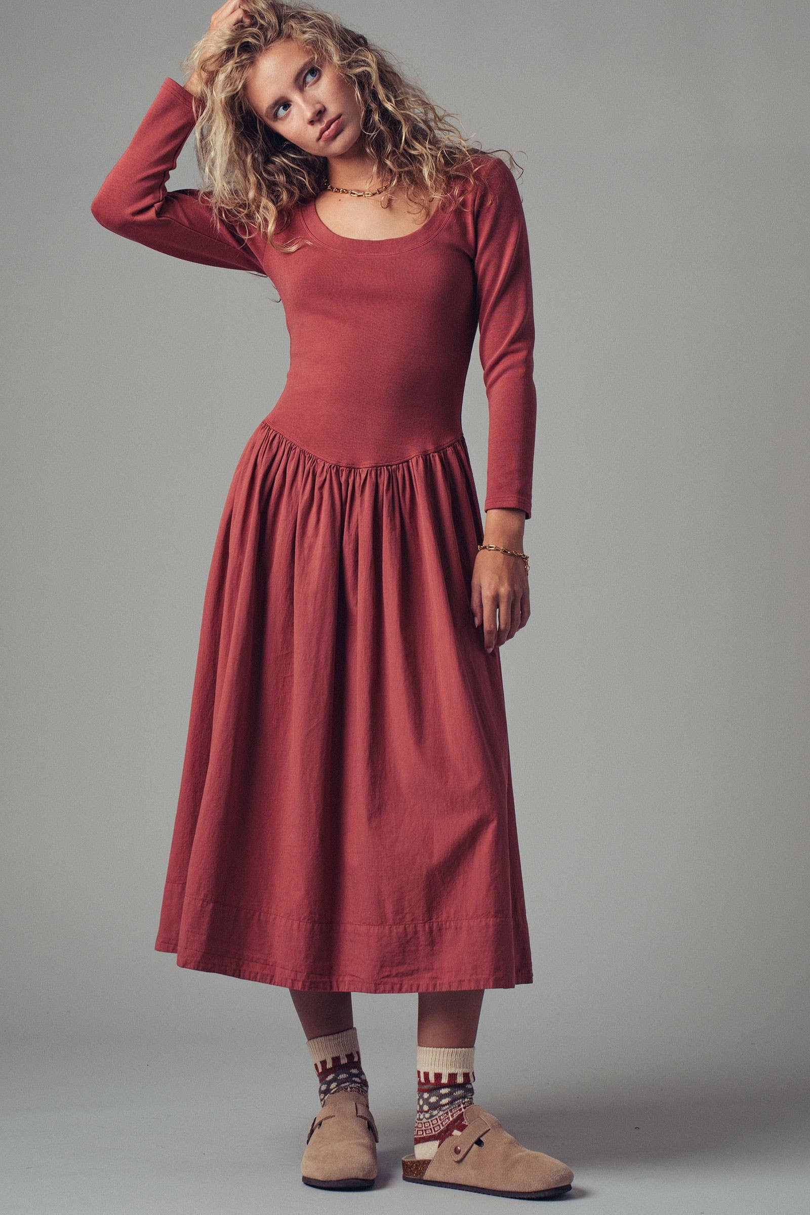 red gathered dress Uranie Red Gathered Maxi Dress