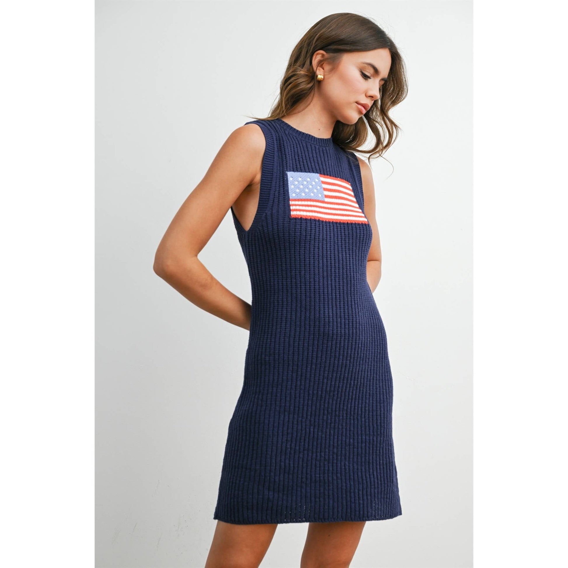 American Flag Graphic Sleeveless Knit Dress