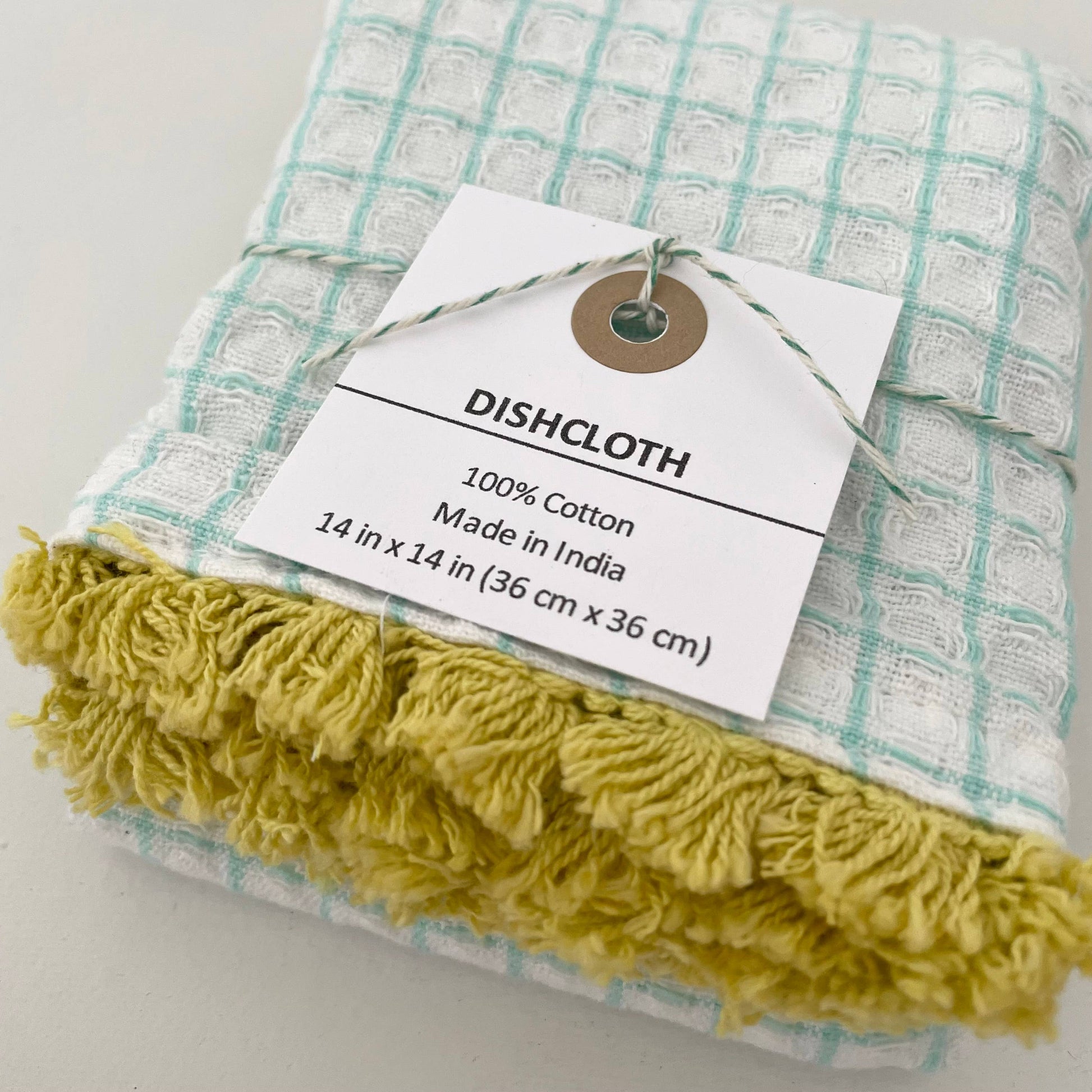 100% cotton waffle square bright fringe kitchen dishcloth