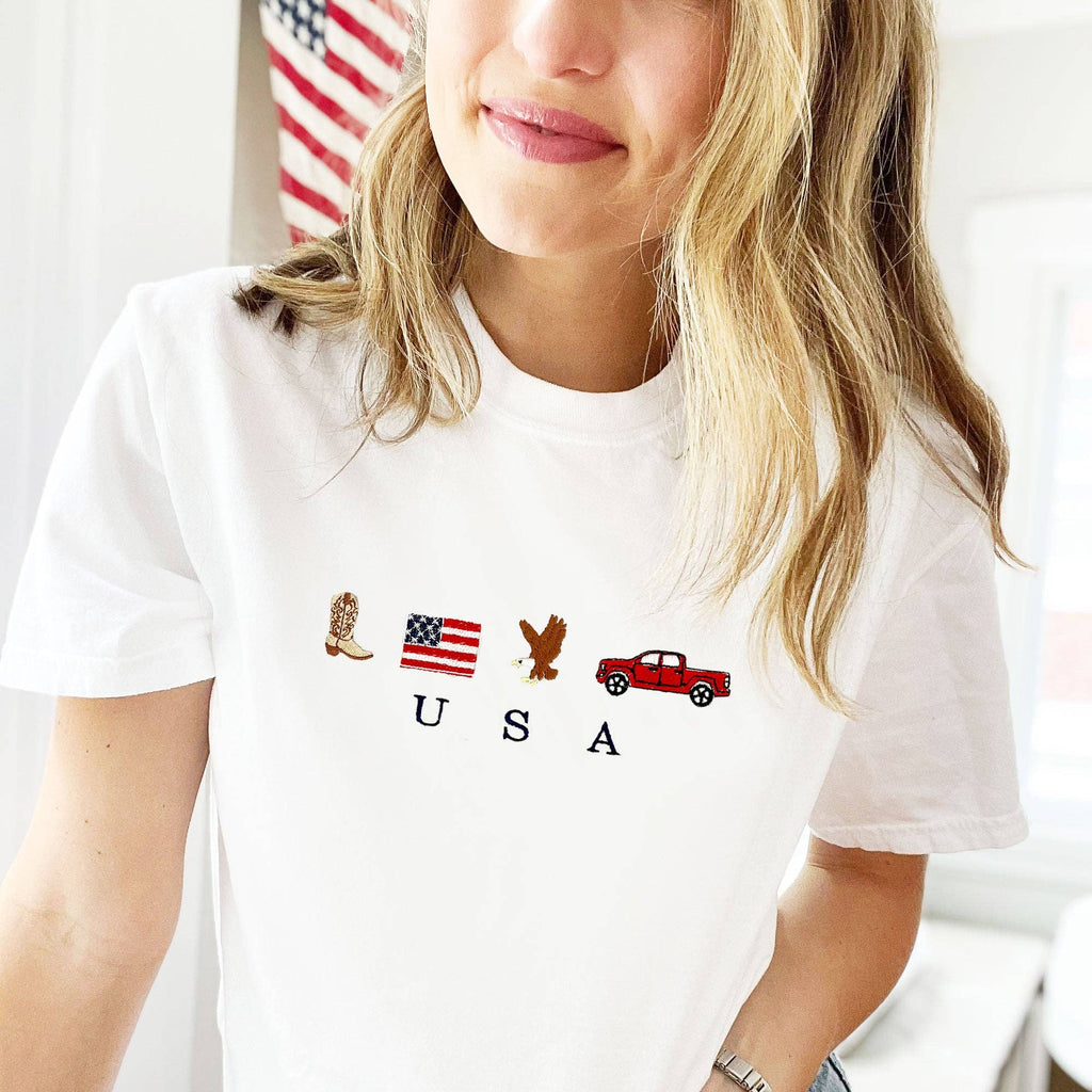 USA Embroidered Icons Comfort Colors T-Shirt