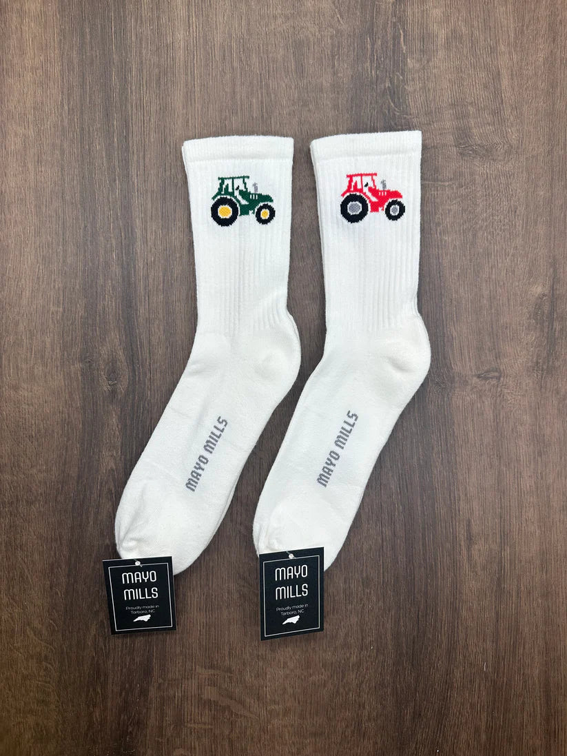 Green Tractor Quarter Crew Sock
