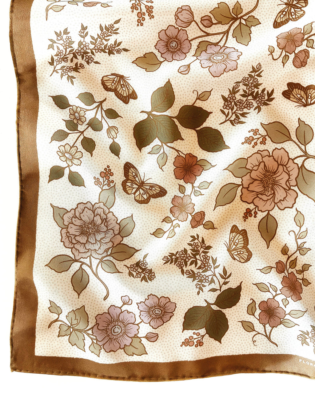 100% Silk Bandana Western Floral & Butterfly  – 23” Square