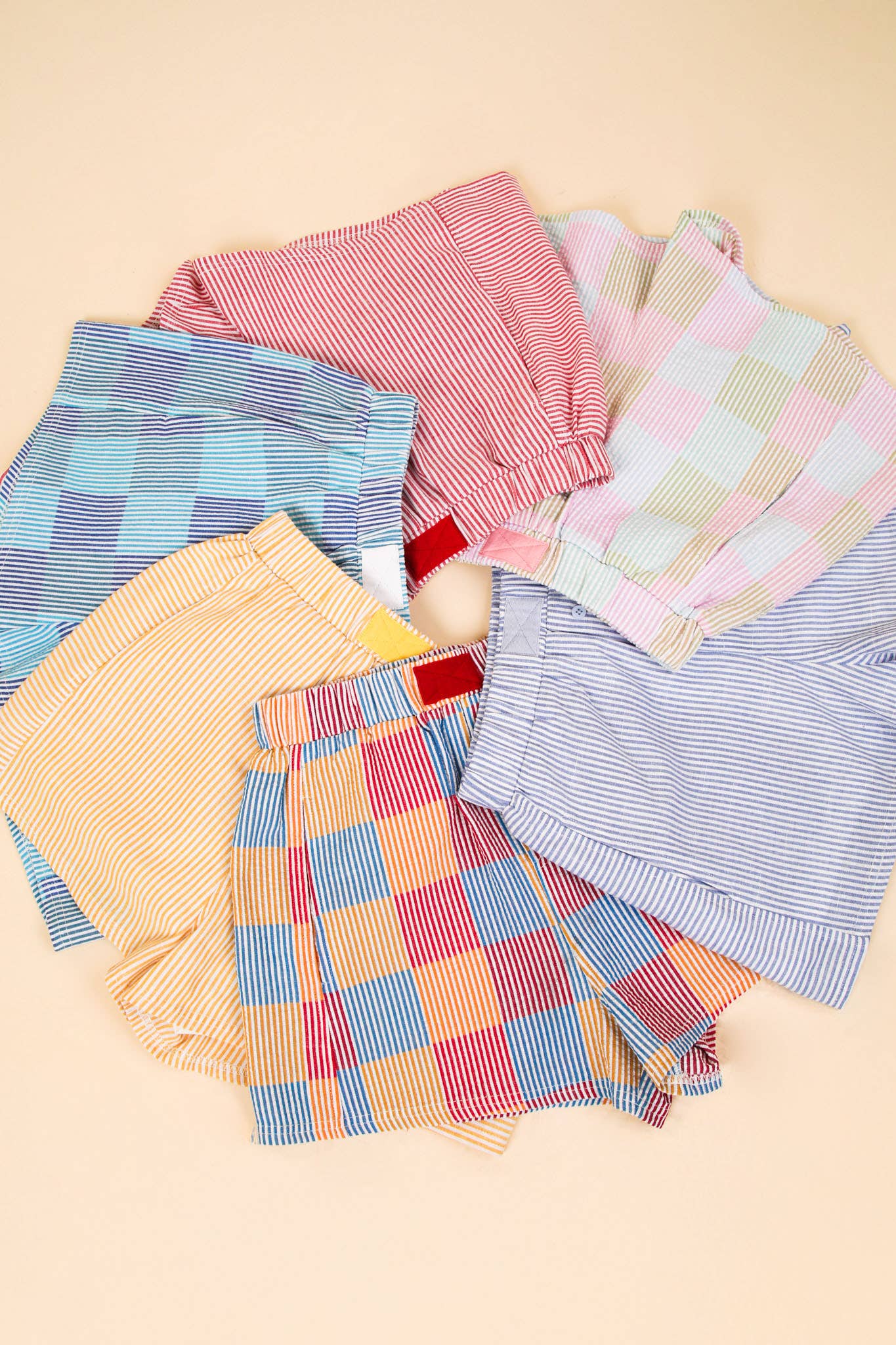 Striped & Checker Boxer Shorts- GREEN /PINK/BLUE COMBO