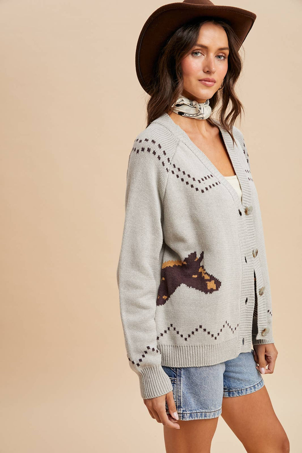 CHUNKY KNITTED HORSE CARDIGAN