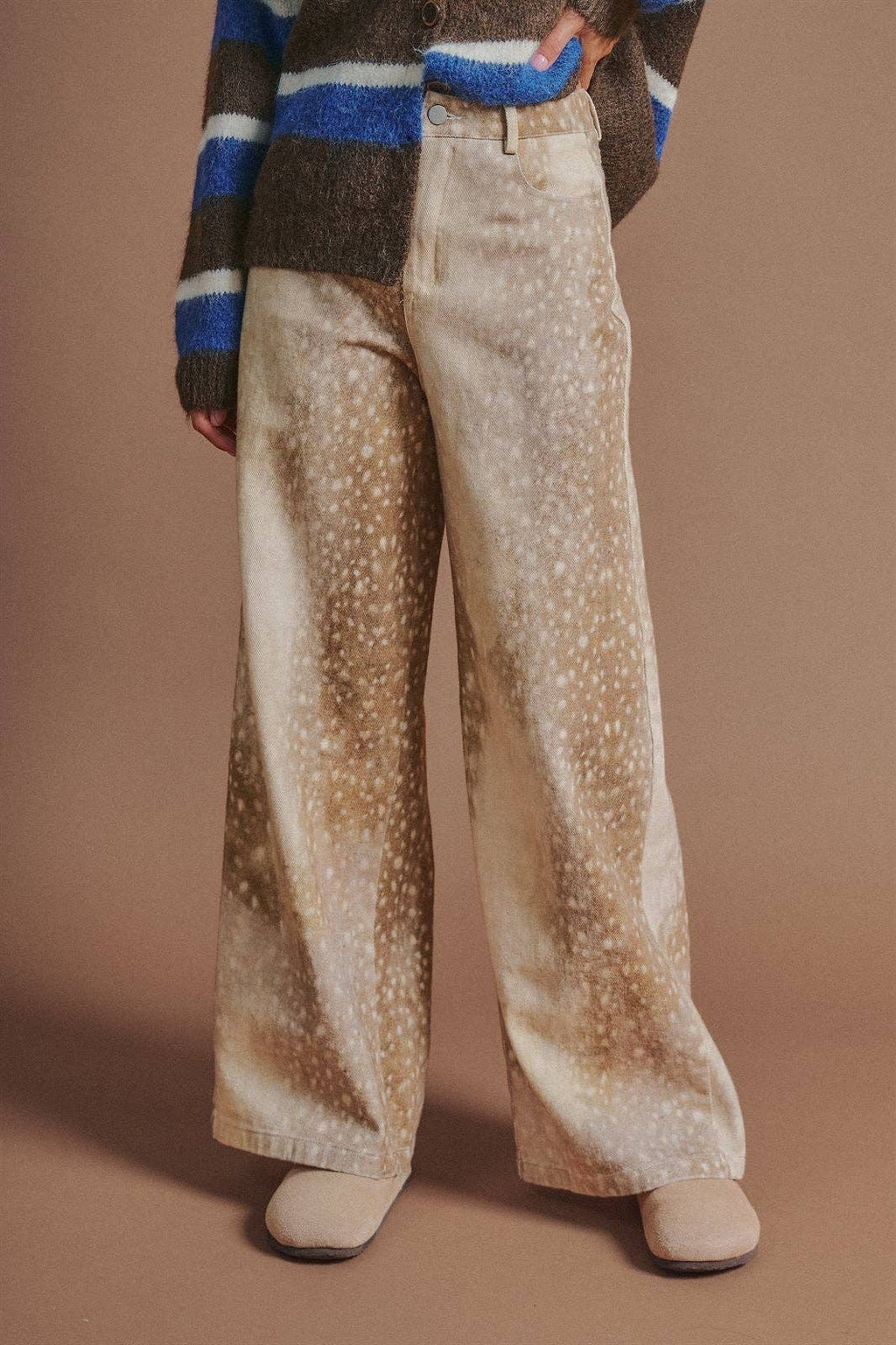 Deer Spot Wide Leg Twill Pants