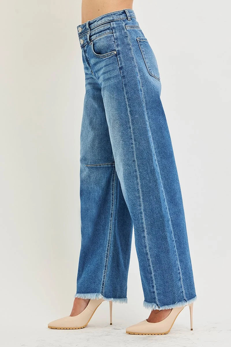 Slouchy Barrel Double Waistband Jeans