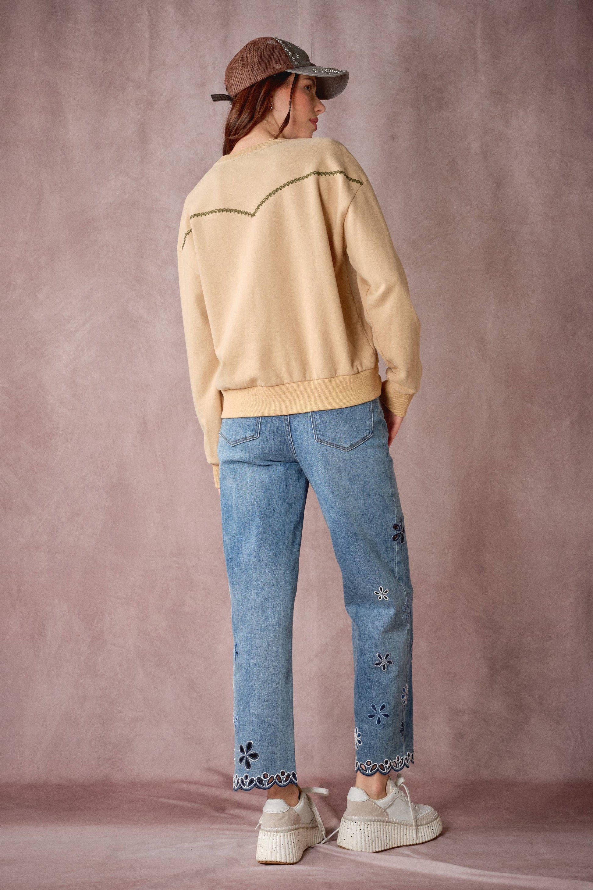 Western Embroidered Terry Pullover