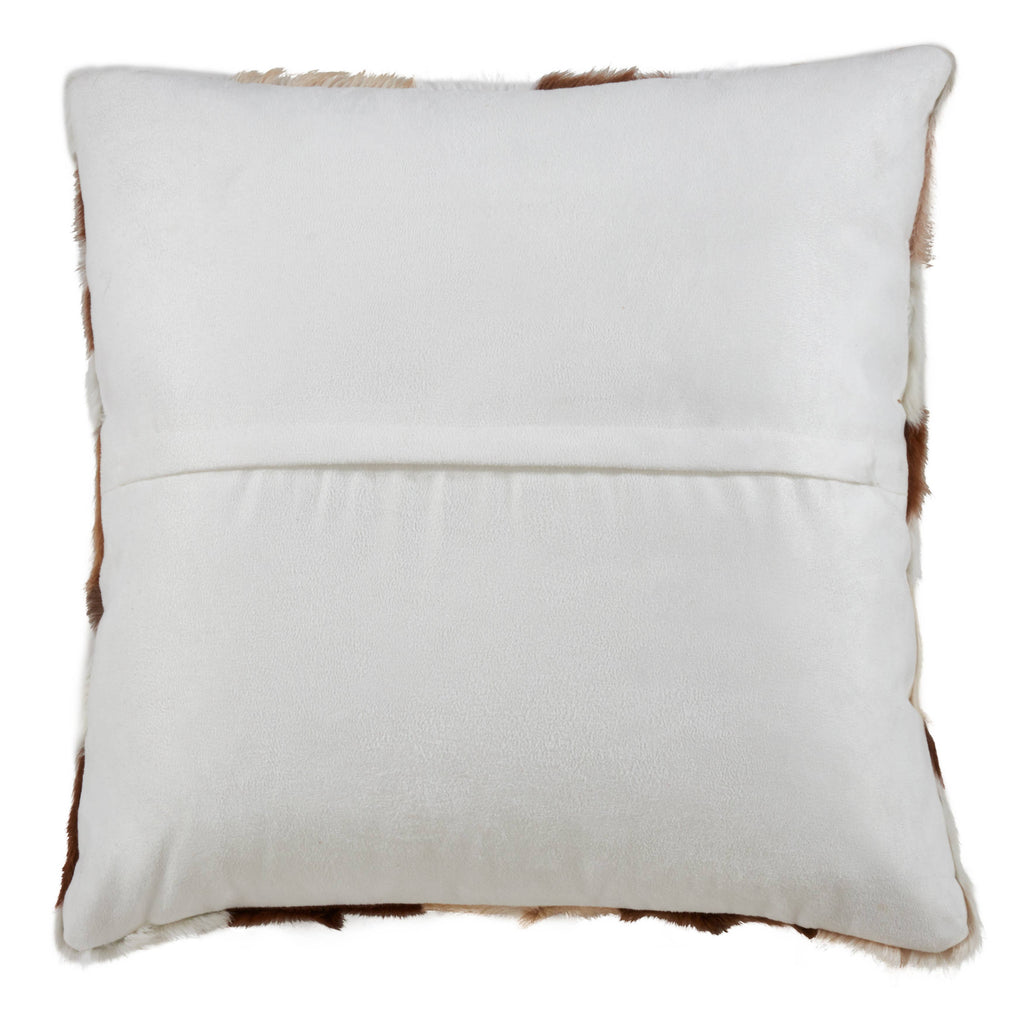 Patchwork Goat Fur Pillow - Poly Filled