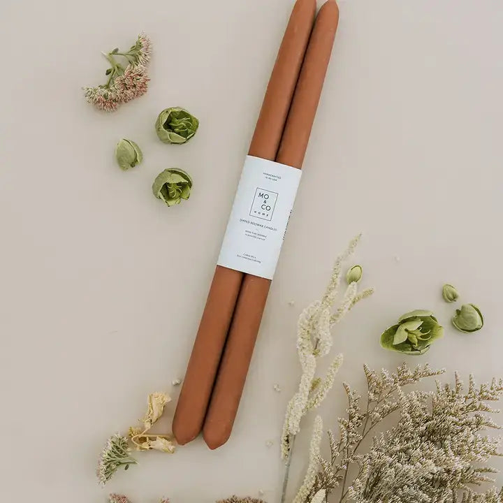 100% Beeswax Dipped Taper Candles | All Natural, Handmade