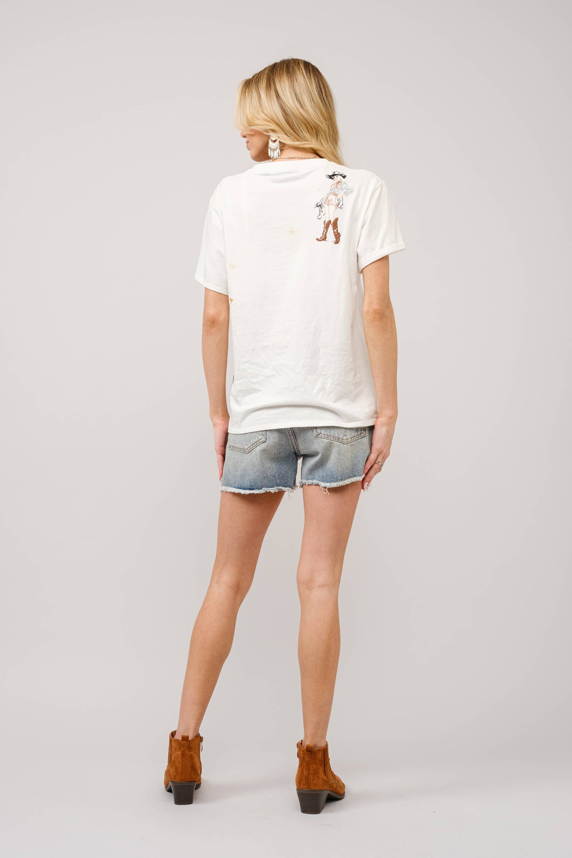 Western Motif Embroidered Graphic T Shirt