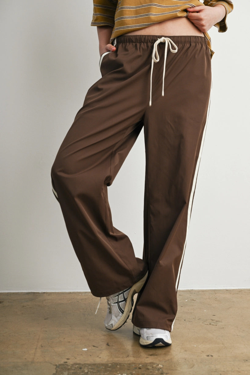 Striped Drawstring Wide-Leg Pants