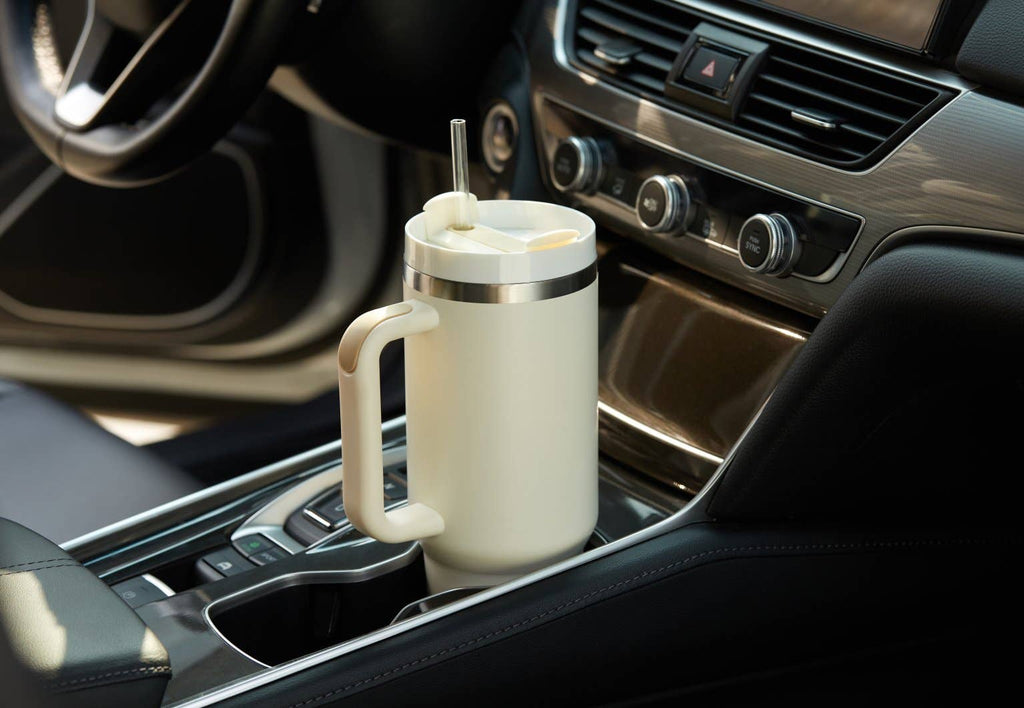 Kook Stainless Steel Tumbler, with Straw and Handle, 40 oz