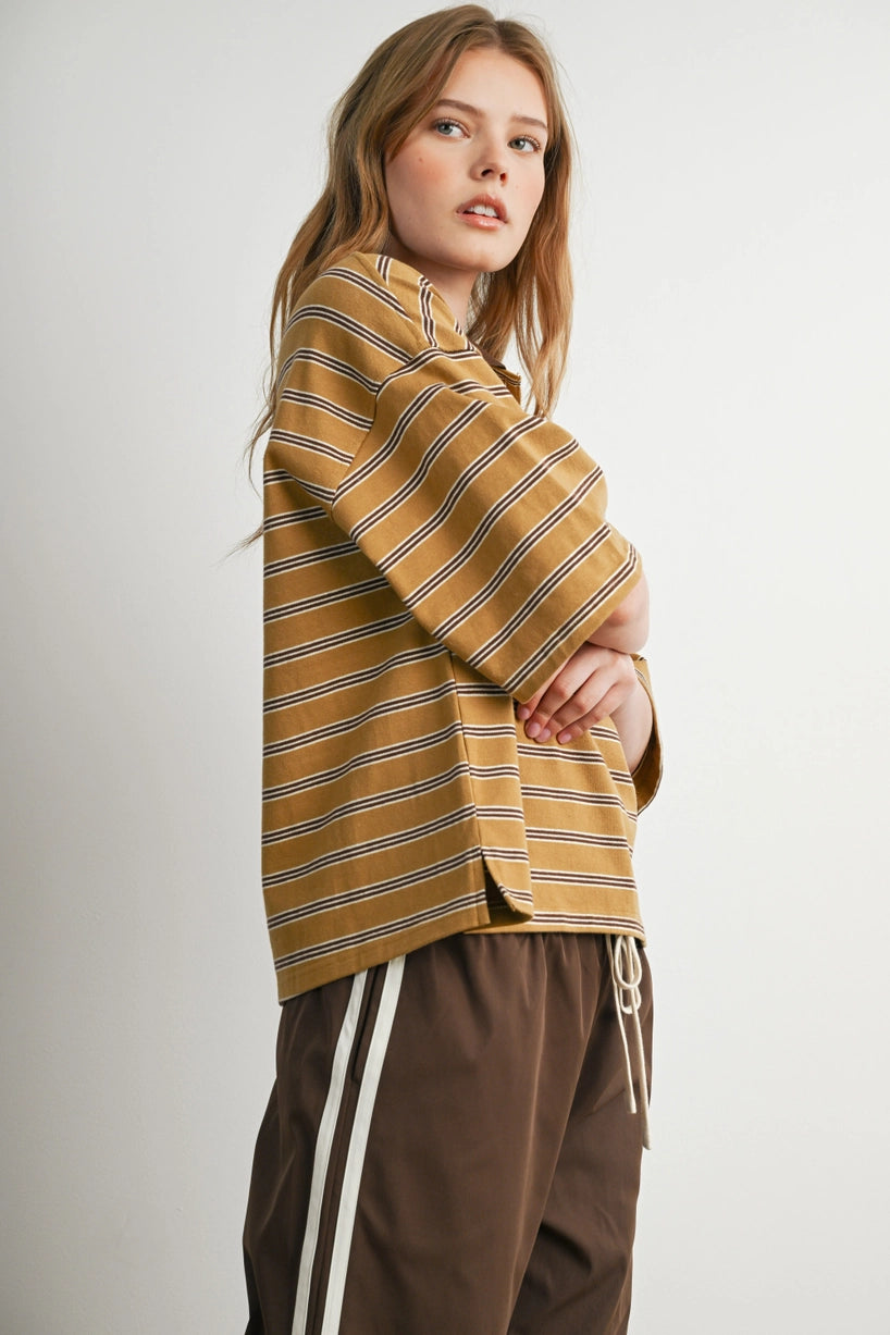 Striped Drawstring Wide-Leg Pants