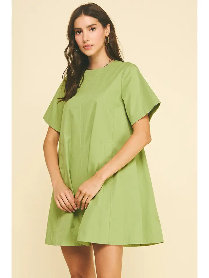 Tunic Mini Dress with Tucked Detail At Back