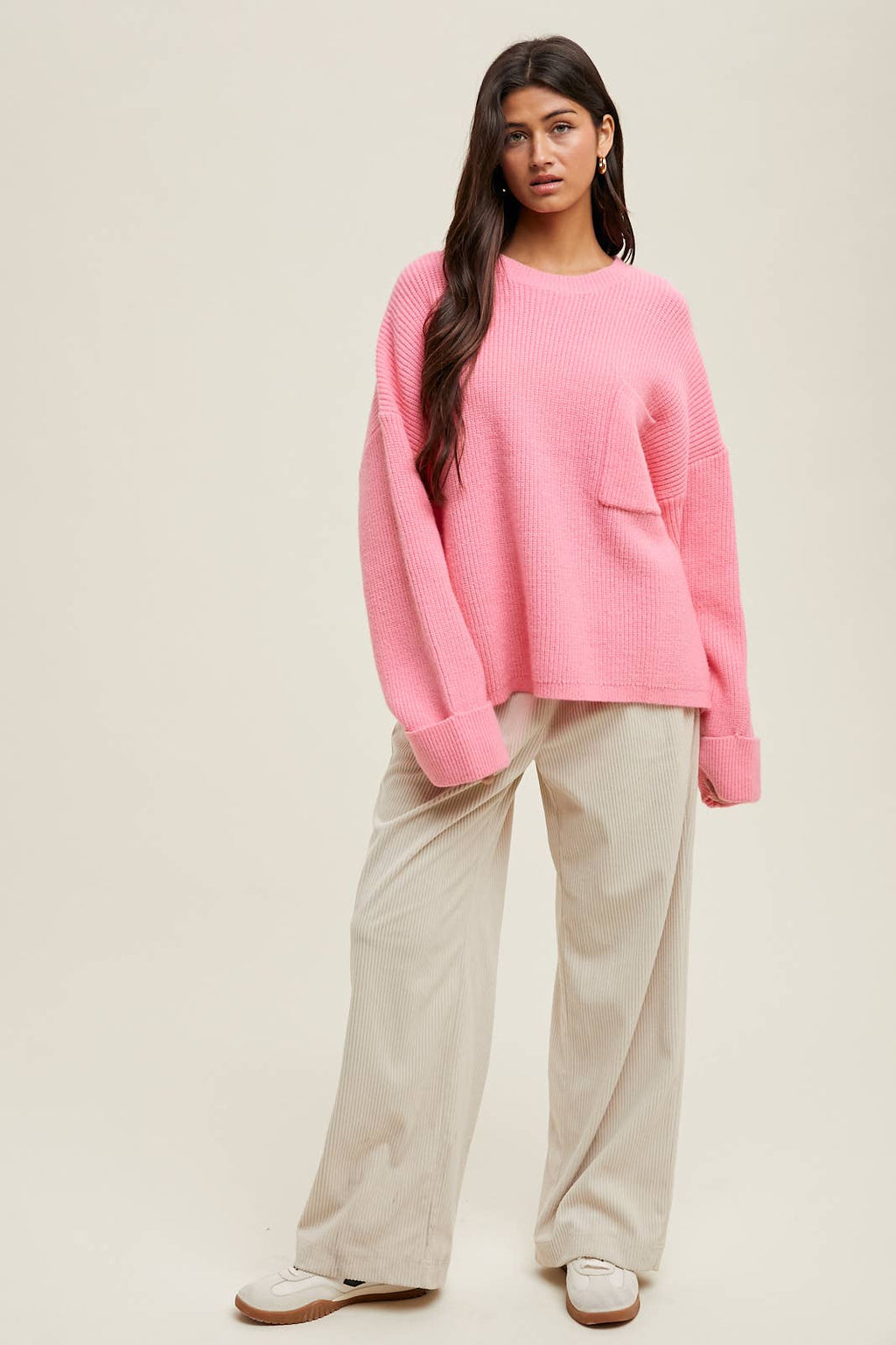 OVERSIZED DROP SHOULDER KNIT SWEATER