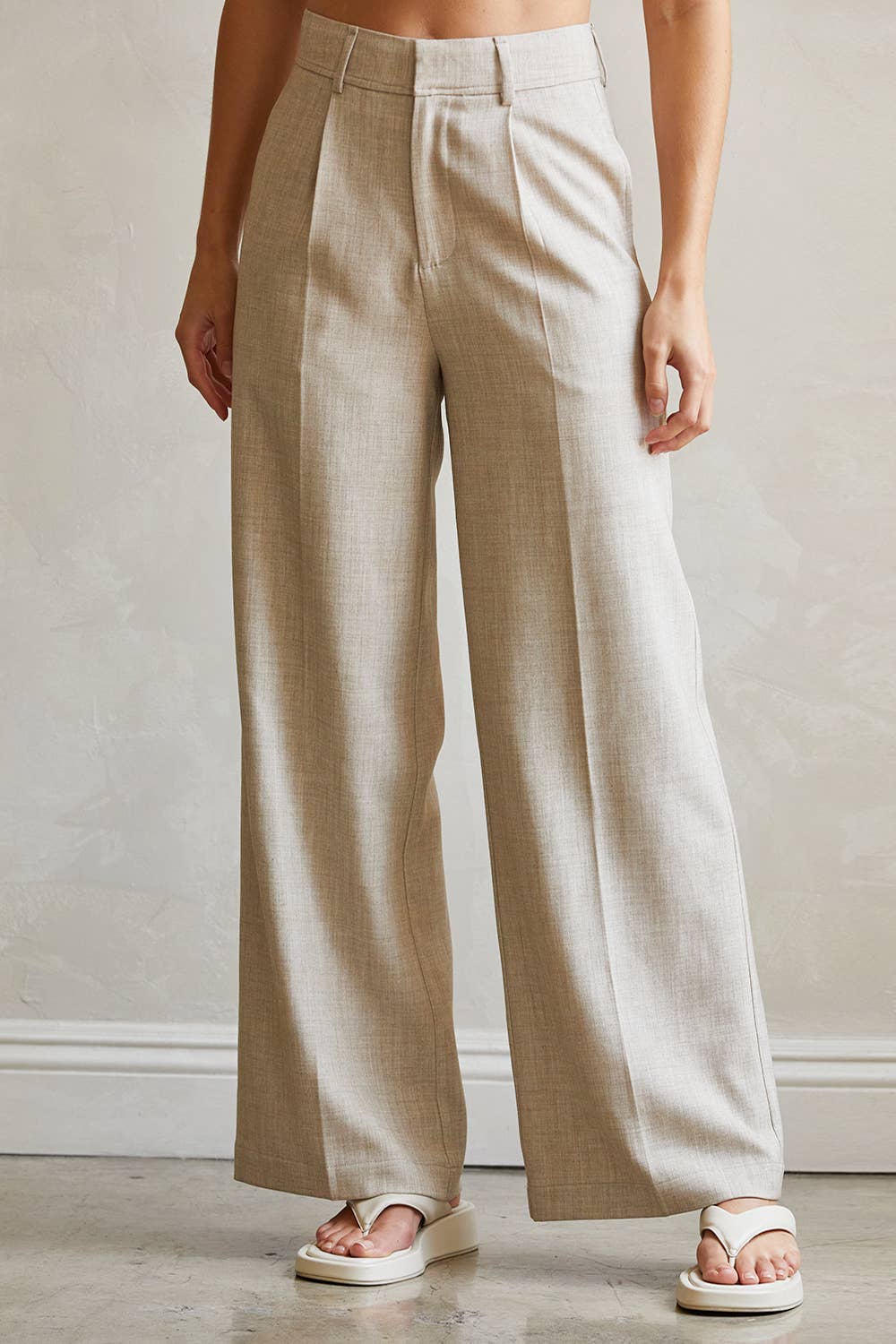 Luna Pleat Front Trouser - OATMEAL