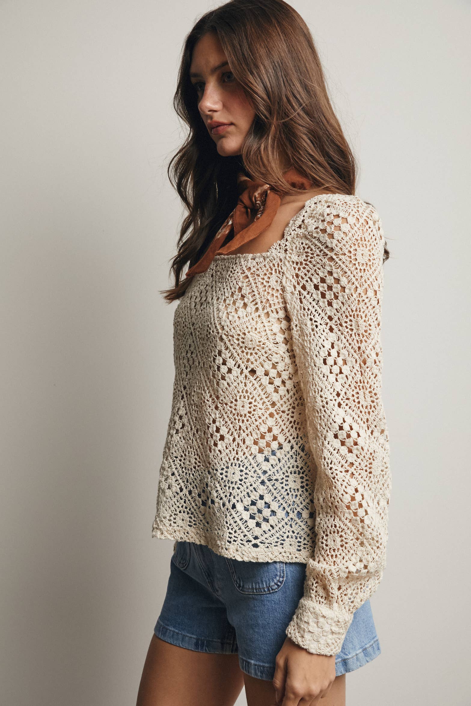 Crochet Square Neck Top