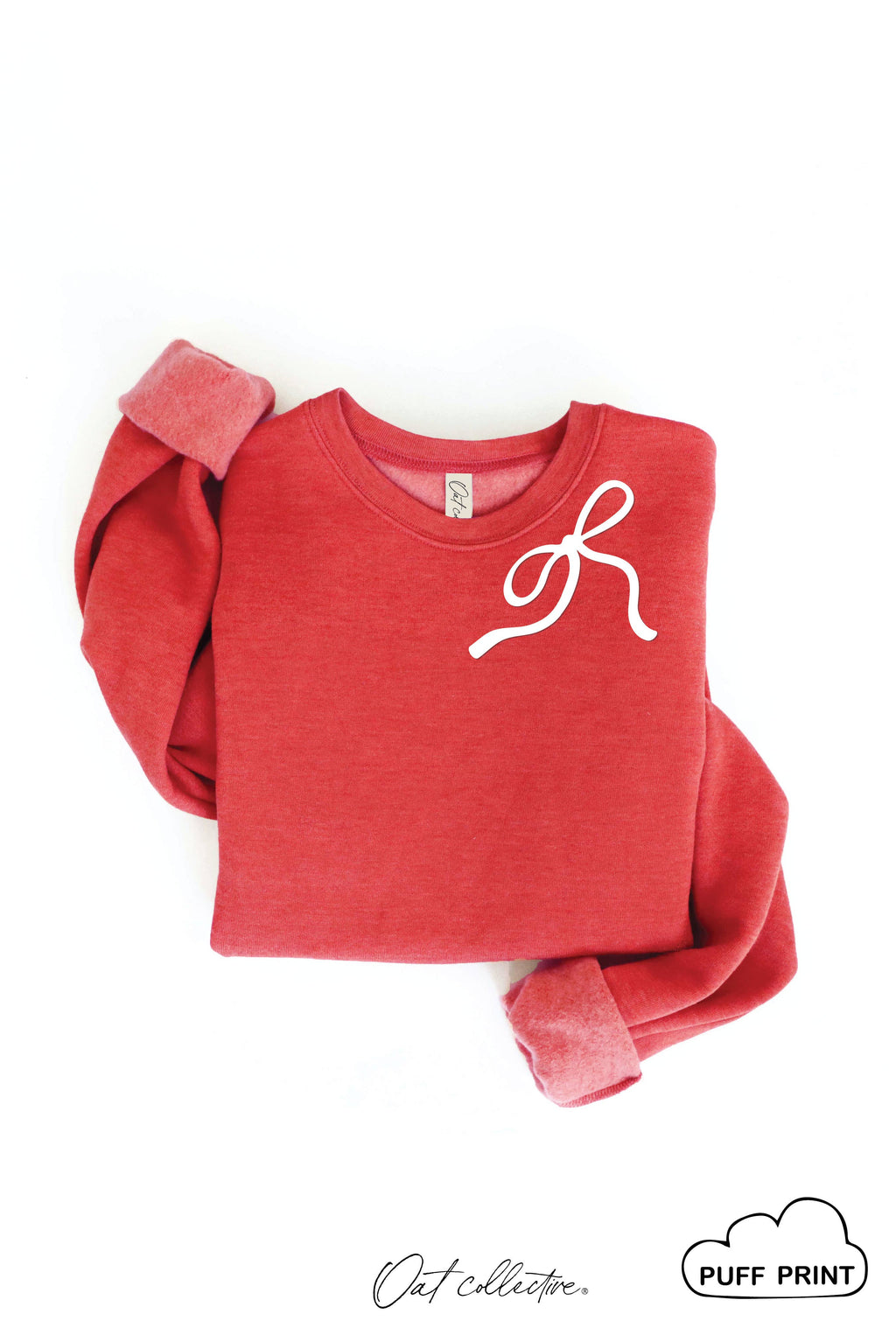 RIBBON BOW PUFF NECKLINE  Graphic Sweatshirt