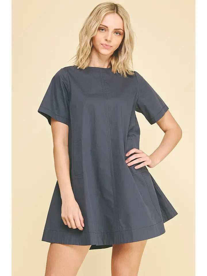 Tunic Mini Dress with Tucked Detail At Back