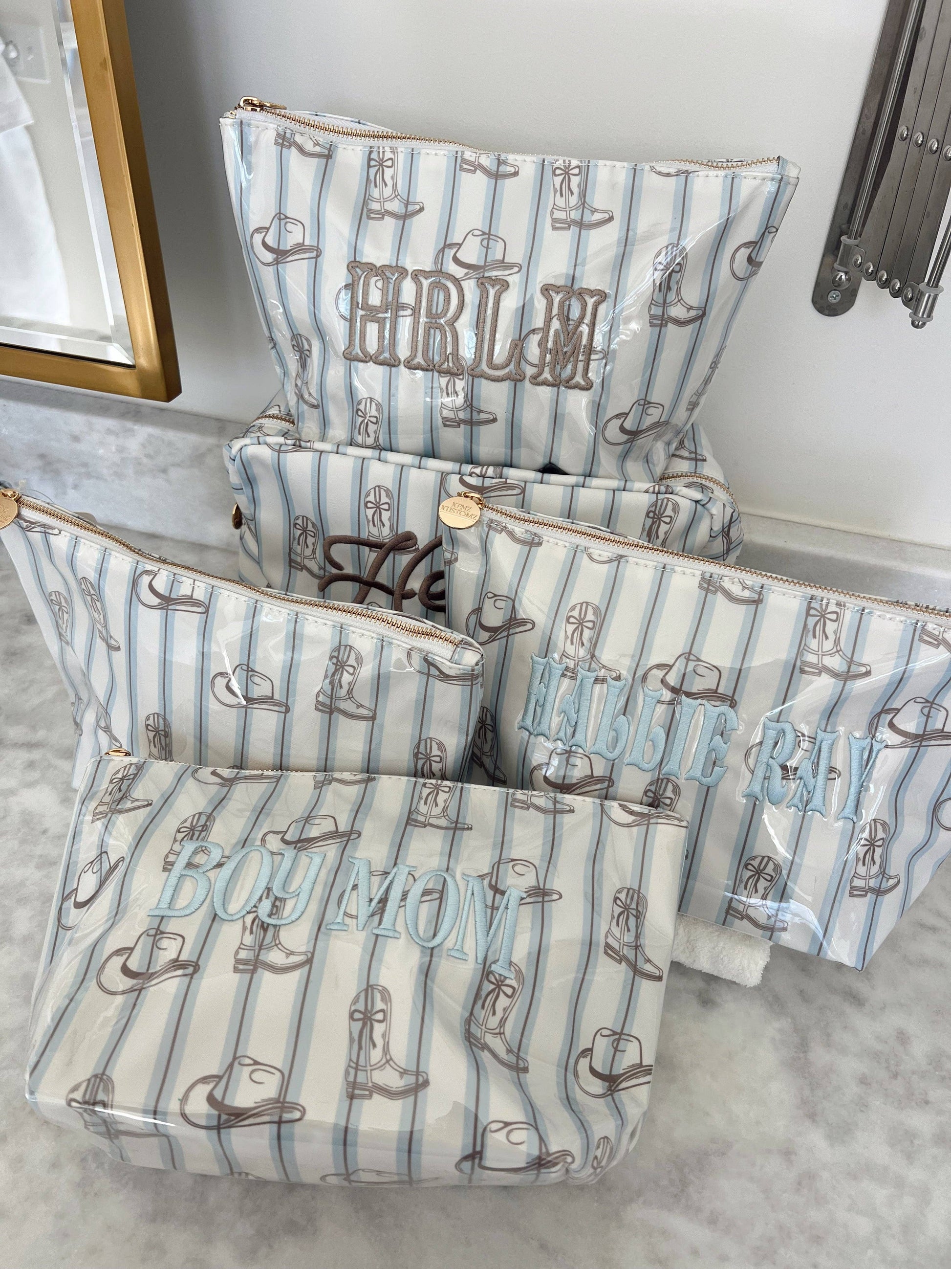 Western Blues Striped - Clear Coat Bag