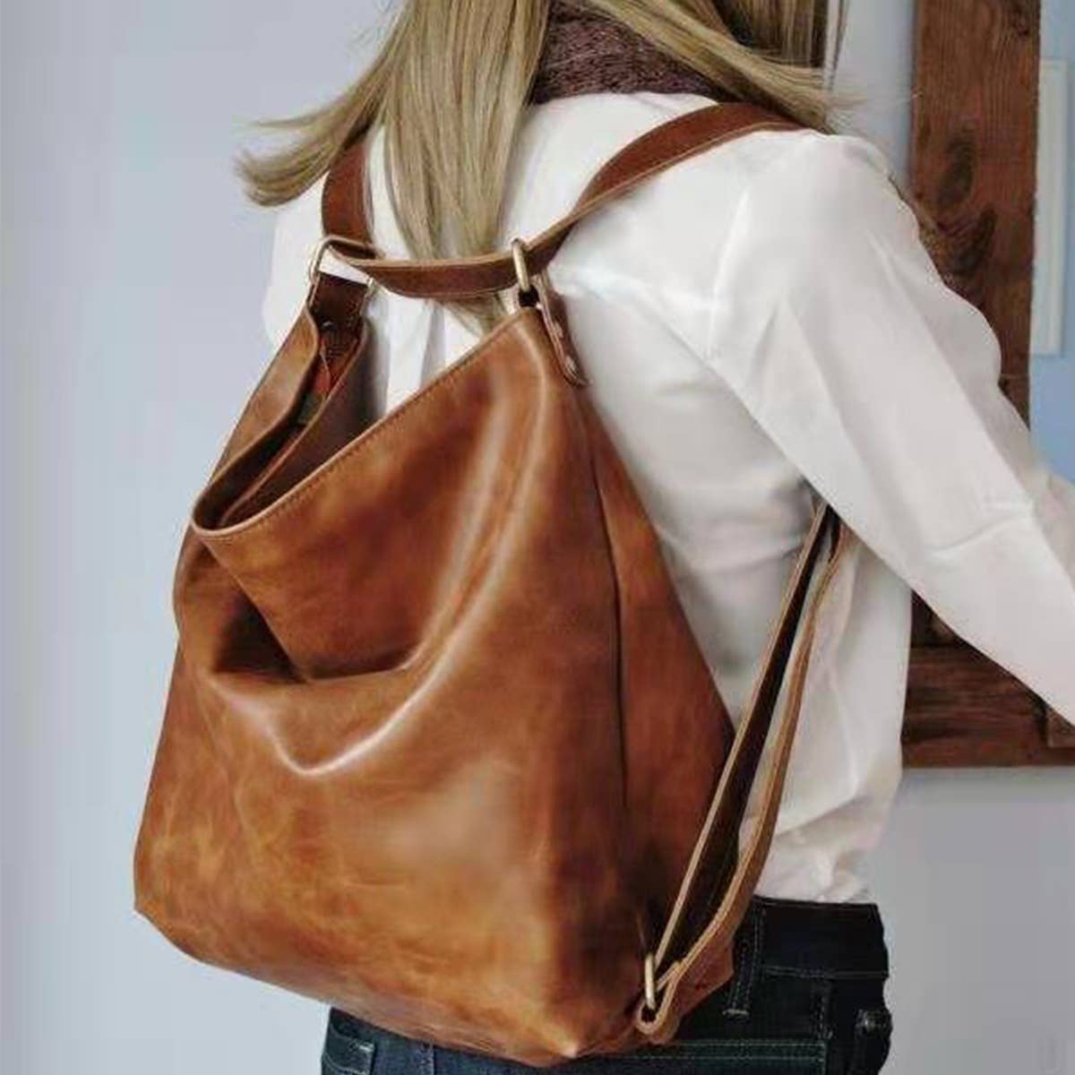 RETRO PU HANDBAG LEATHER BACKPACK FOR WOMEN_CWAB0563