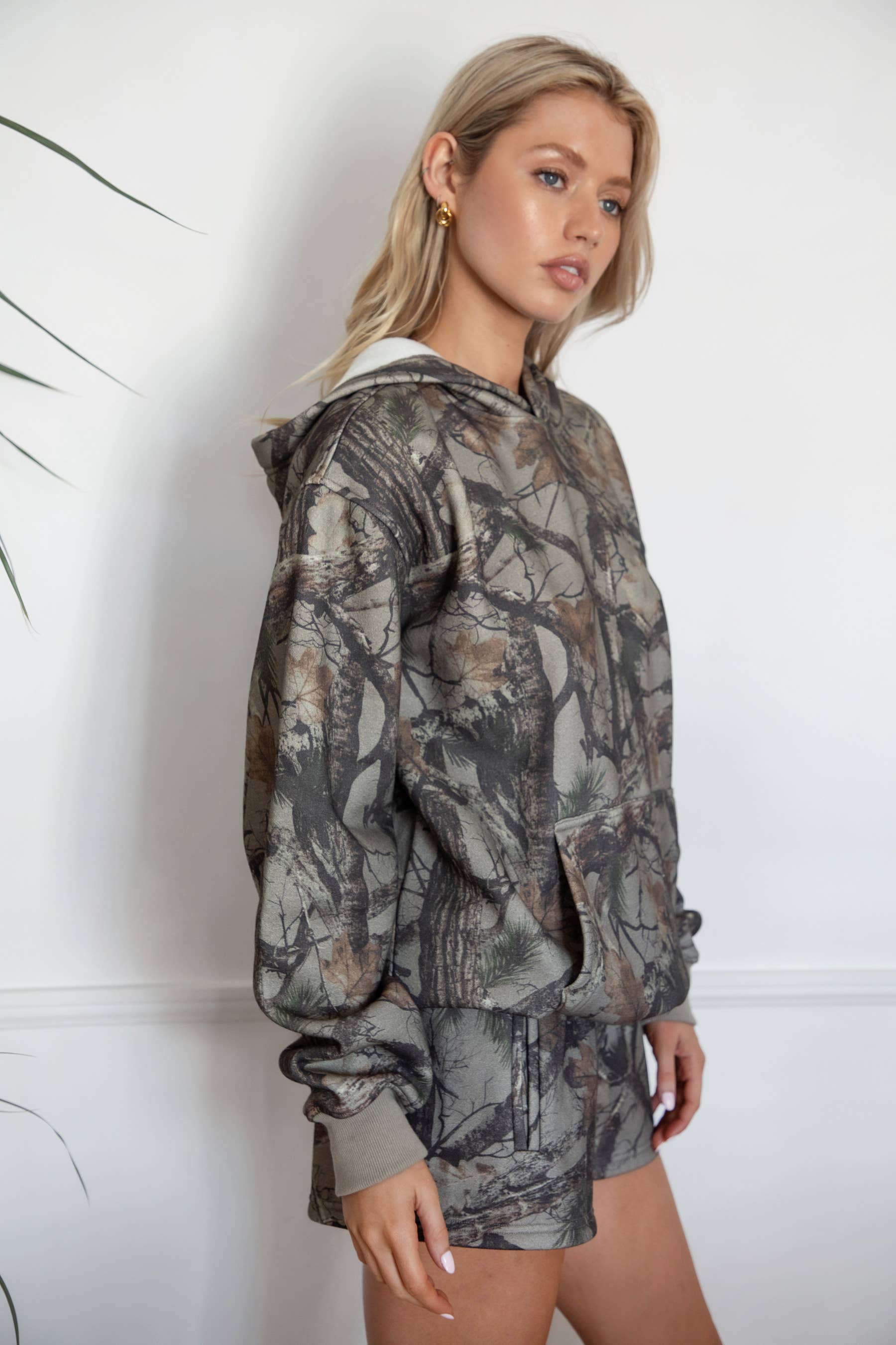 ELK Woodland Camo Fleece Kangaroo Pocket Oversized Hoodie