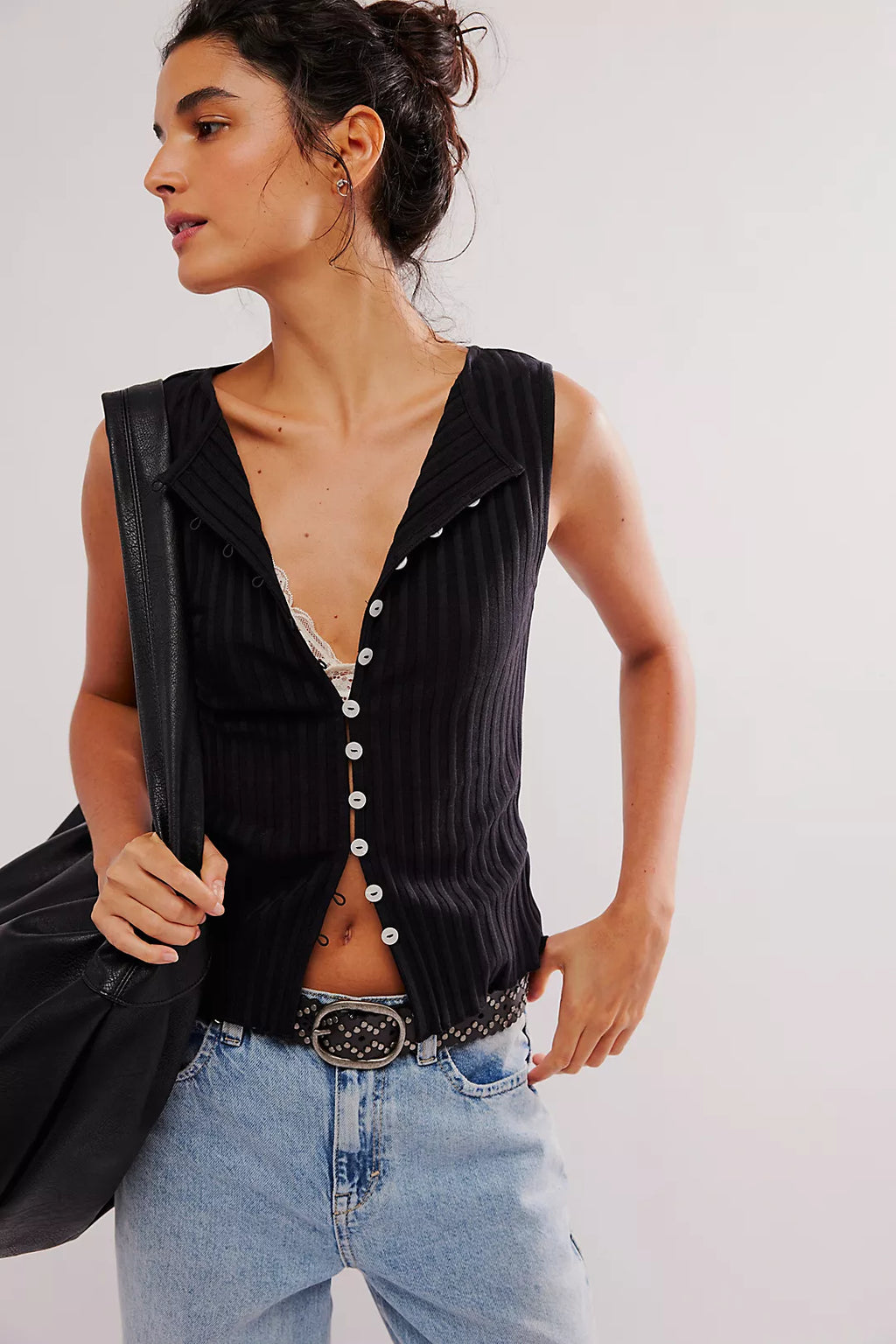 TILLY VEST in BLACK FREE PEOPLE