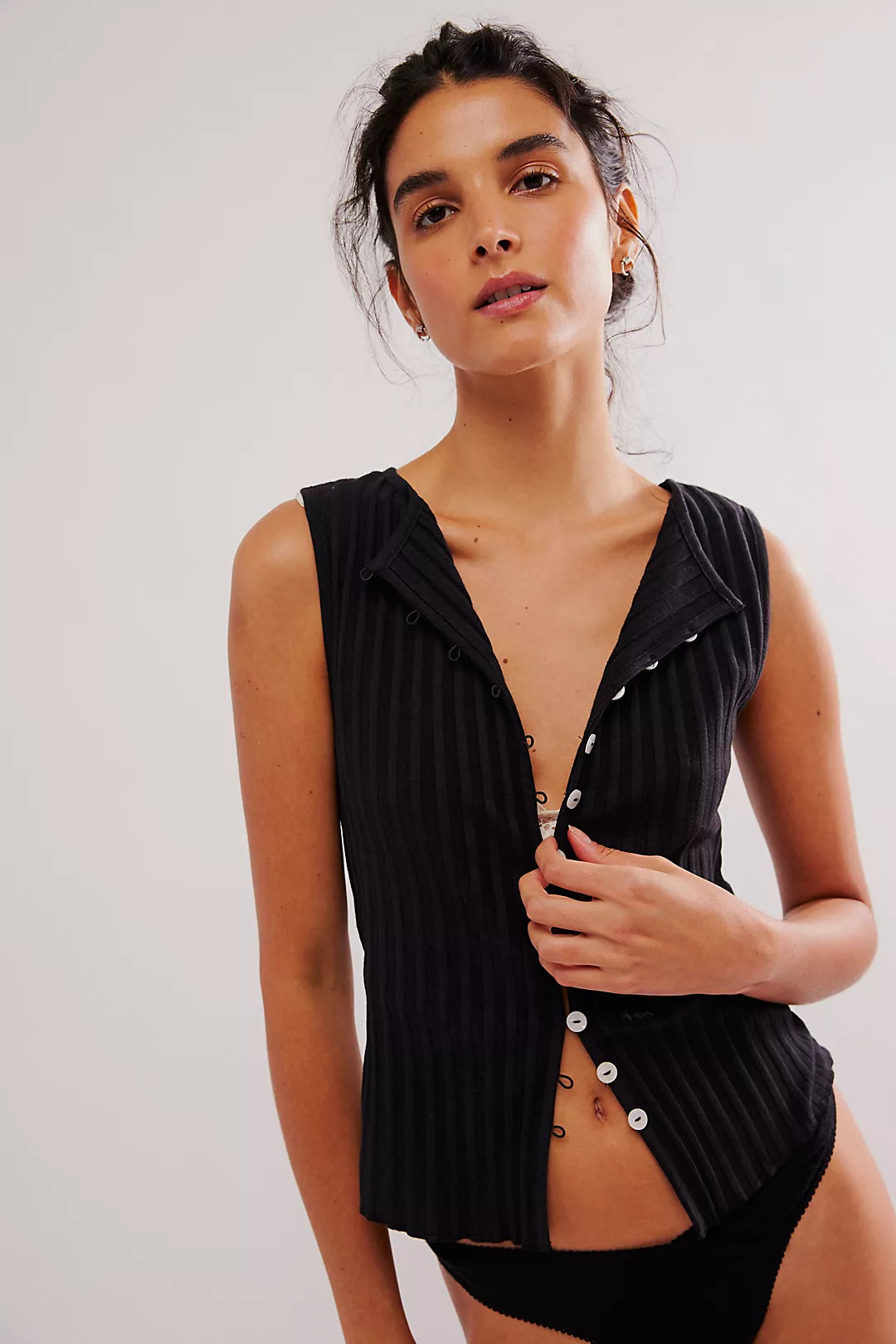 TILLY VEST in BLACK FREE PEOPLE