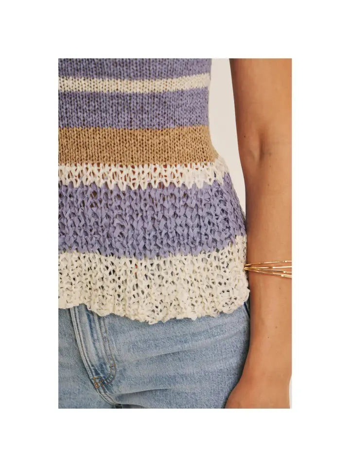 LAID-BACK COASTAL STRIPE AIRY SWEATER KNIT TANK