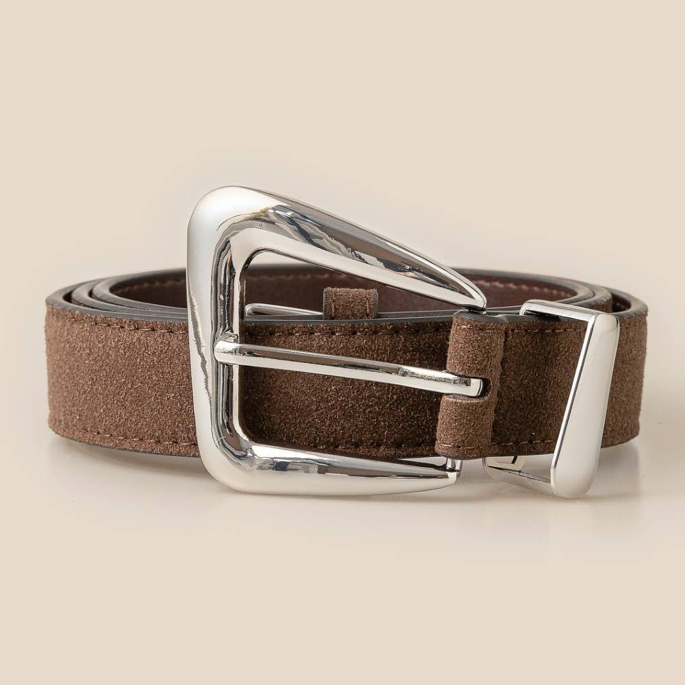 Warped Buckle Leather Belt