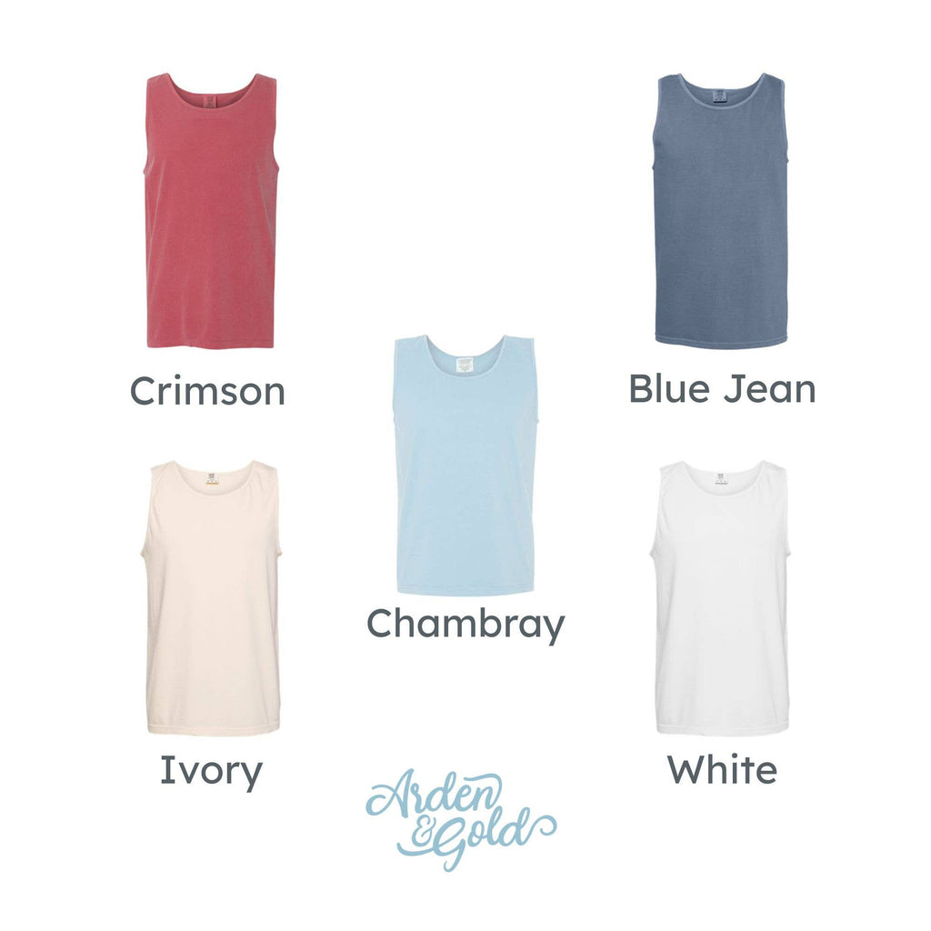 Embroidered USA Icons Comfort Colors Tank Top | 4th of July Americana