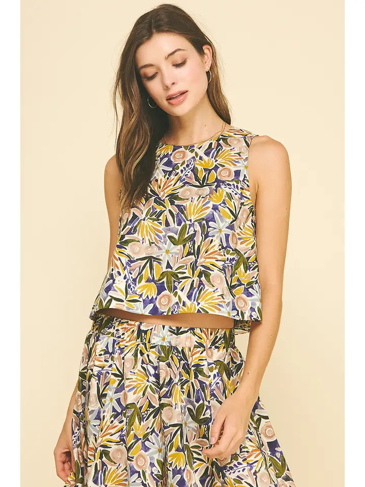 FLORAL SLEEVELESS TOP